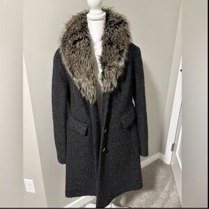Coldwater Creek Charcoal Jacket with Faux Fur Trim